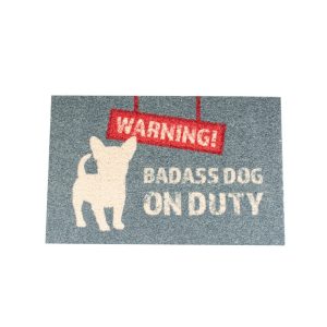 Fussmatte mit dem Text: "Badass dog on duty"