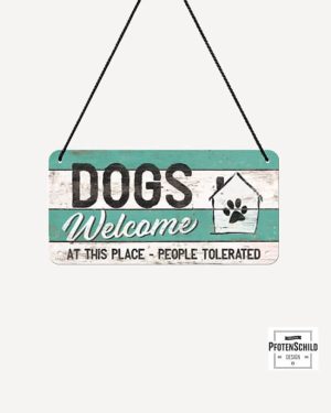 dreifarbiges Türschild Dogs welcome