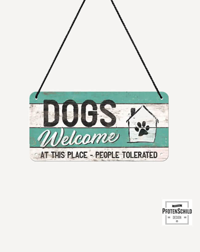 dreifarbiges Türschild Dogs welcome