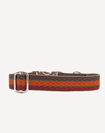 orange-braun gestreiftes Hundehalsband im Boho Style