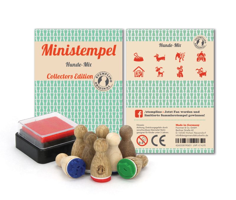 Mini-Stempel-Set mit 8 verschieden Hunde-Stempeln plus Stempelkissen