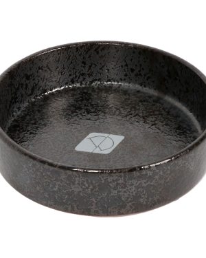 schwarz gesprenkelter Katzennapf auf Keramik